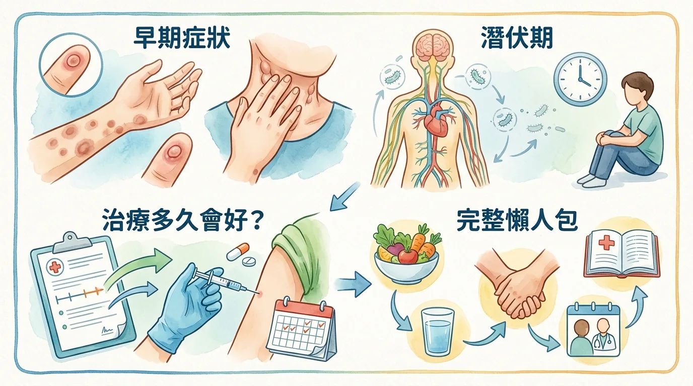 梅毒治療多久會好？早期症狀、潛伏期與治療完整懶人包