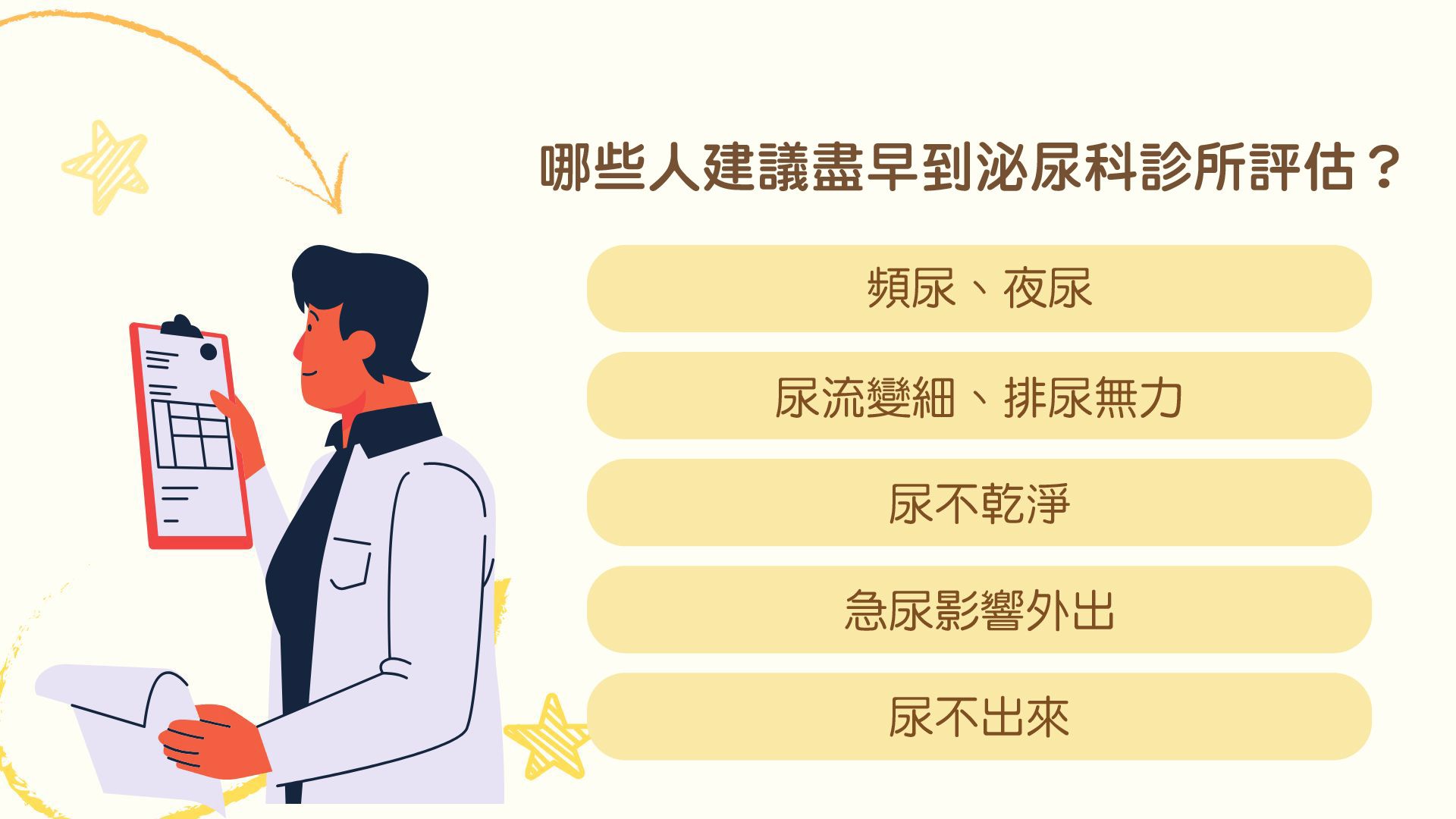 哪些人建議盡早到泌尿科診所評估？