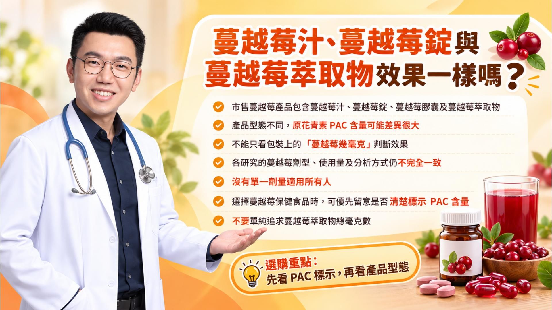 蔓越莓汁、蔓越莓錠與蔓越莓萃取物效果一樣嗎？